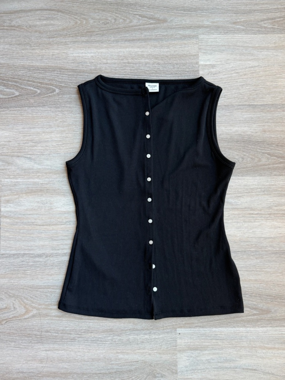 Abercrombie & Fitch Black Ribbed Button-Front Tank